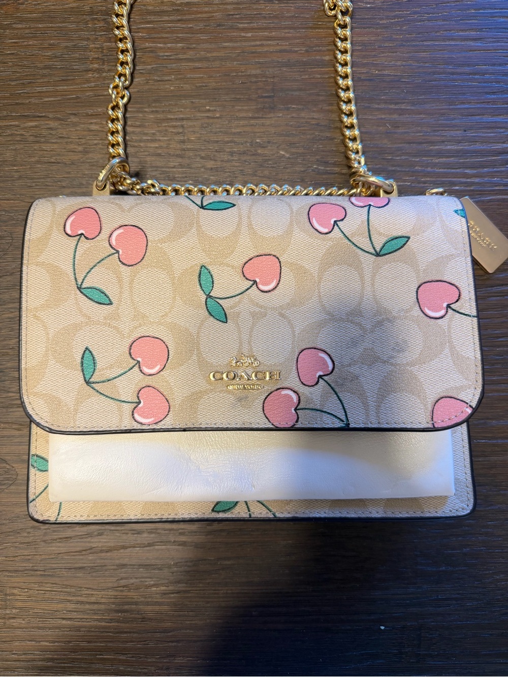 Coach Signature Cherry Shoulder Bag with Pink Accents